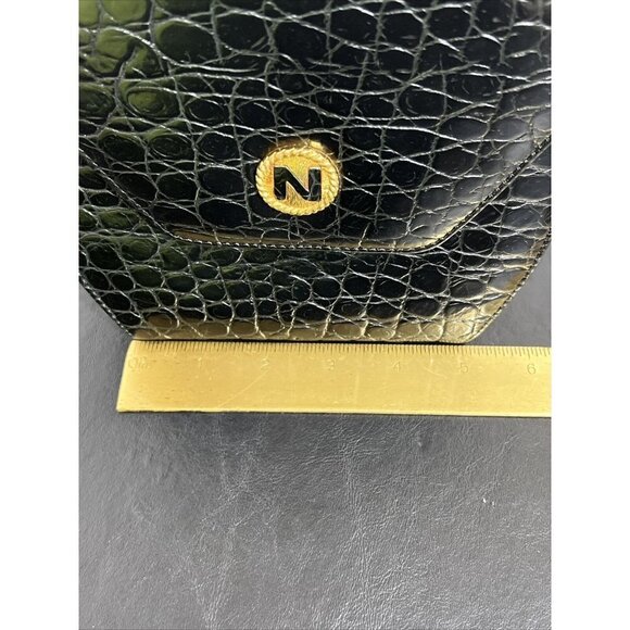 Vintage Albert Nipon Embossed Leather Crossbody Bag Black 7” x 6” - Picture 14 of 16